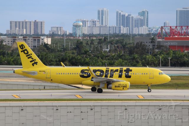 Airbus A320 (N620NK) - Spirit Airlines (NK) N620NK A320-232 [cn5624] br /Fort Lauderdale (FLL). Spirit Airlines flight NK461 taxis to the gate after arriving from Detroit Metro Wayne County (DTW).  br /Taken from Hibiscus/Terminal 1 car park roof level br /br /2018 12 25br /https://alphayankee.smugmug.com/Airlines-and-Airliners-Portfolio/Airlines/AmericasAirlines/Spirit-Airlines-NK/