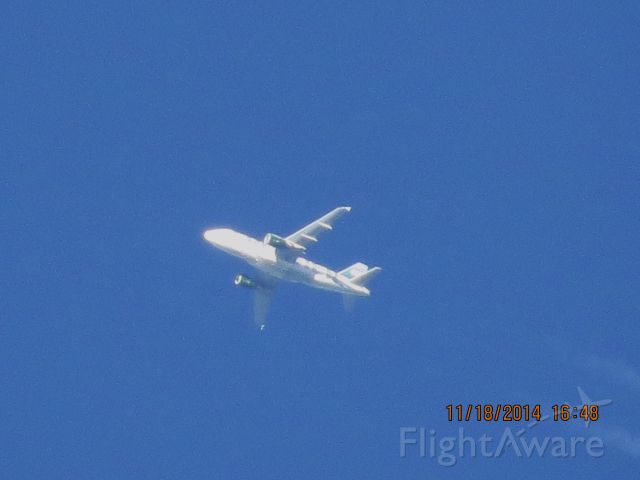 Airbus A319 (N921FR) - Frontier flight 589 from TYS to DEN over Southeastern Kansas at 38,000 feet