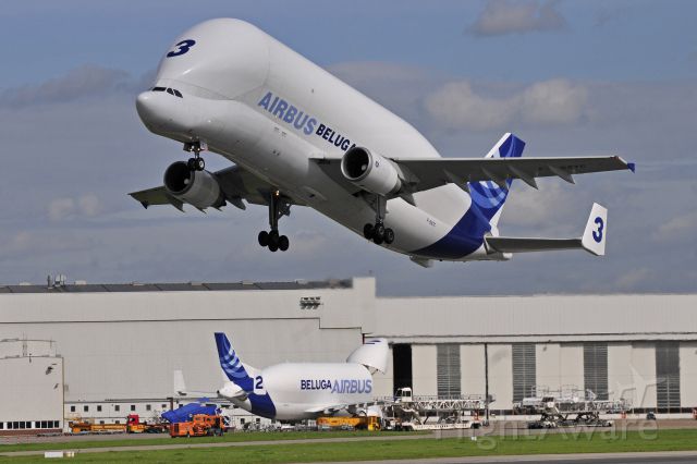 F-GSTC — - Two Airbus A300-608ST Super Transporter Beluga  in Hamburg Finkenwerder (North-Germany)  Airbus Industrie.