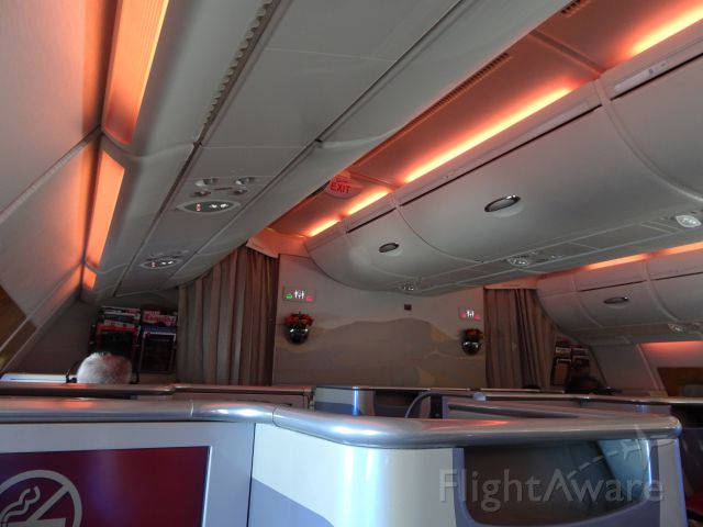 Airbus A380-800 (A6-EDV) - Operating as EK2 LHR-DXB on 27 May 2016.  Business class cabin, upper deck. 