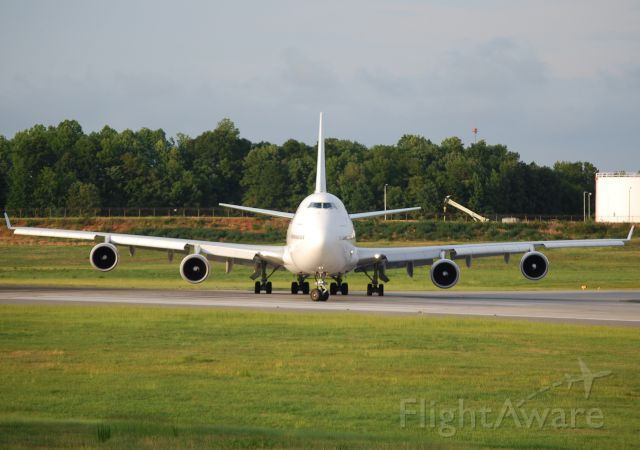 Boeing 747-400 (F-GITH) - Taxiing into position 18C after a 2-hour wait on the ramp, having been diverted due to storms in route to KATL - 7/18/15