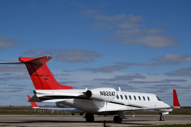 Learjet 45 (N820AT) - Learjet 45XR on the apron at Yorkton on crisp fall day. 