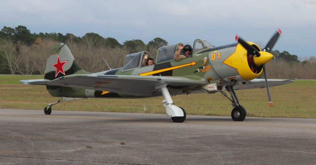 YAKOVLEV Yak-52 (N52SD) - An S C Aerostar Yakovlev YAK-52TW taxiing for takeoff from H.L. Sonny Callahan Airport, Fairhope, AL, during the Classic Jet Aircraft Association 2019 Presidential Fly-In and Convention - March 2, 2019. 