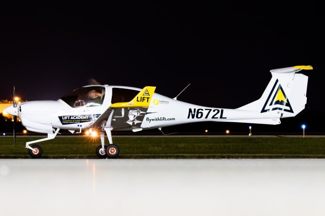 Diamond Star (N762L) - One of LIFT's DA40NGs minutes after making a second emergency landing at Purdue. Pilot was a CFII who reported there was an ECU malfunction message, mechanics "fixed" it, he took off again tonight and passing through 400ft encountered the same message. Both times he was met with emergency vehicles. Props to him for handling the emergencies well!