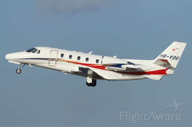 Cessna Citation Excel/XLS (HB-VOU) - Departing London City Airport.