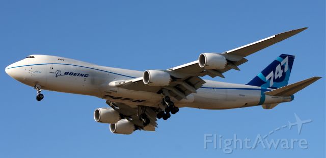 BOEING 747-8 (N50217) - Boeing 747-8F Sunday afternoon landing after completing another set of tests.