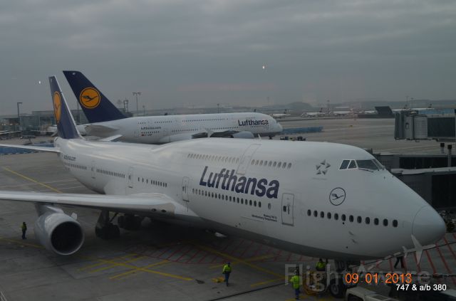 — — - a/b 381 and b 747  at Frankfurt.