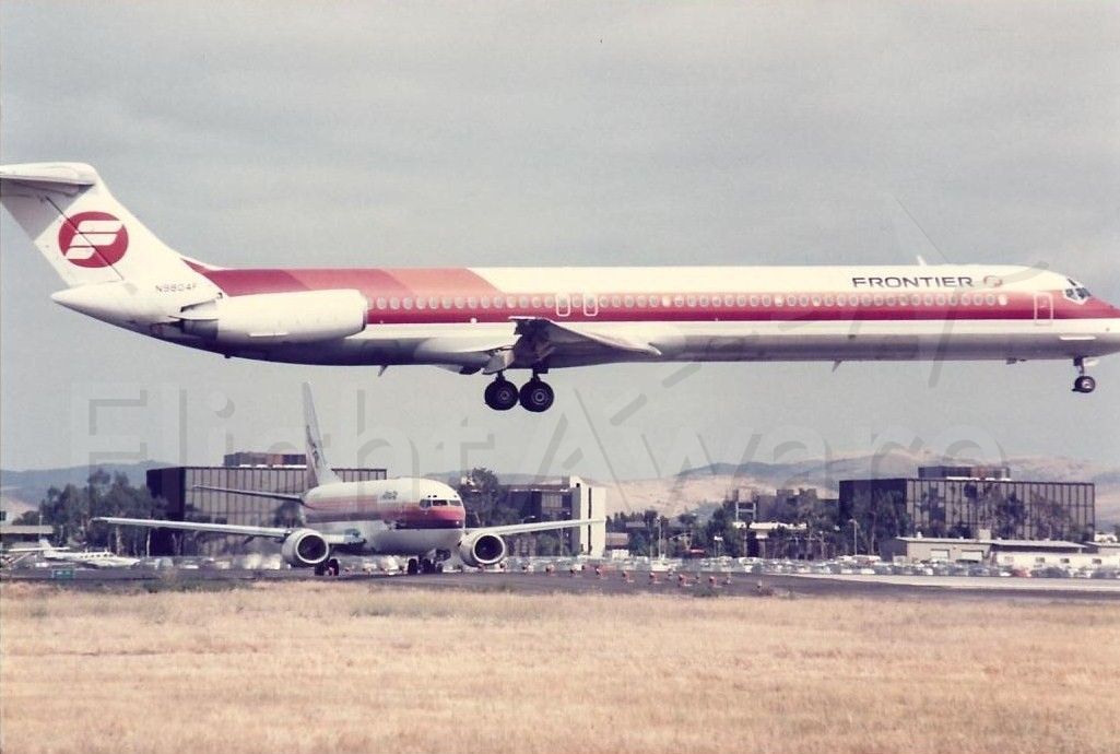 McDonnell Douglas MD-80 (N9804F) - Frontier MD-80 landing at Santa Ana in the mid-1980s
