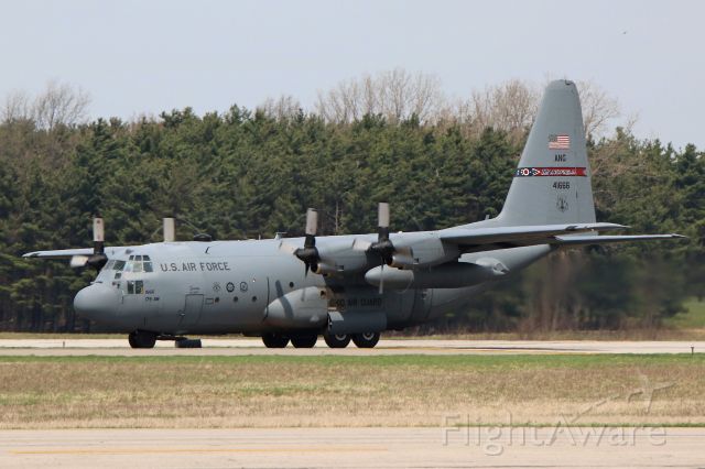 Lockheed C-130 Hercules (74-1666) - A Lockheed Martin C-130H Hercules from the 179th Airlift Wing, “Spirit of Galion” seen with condensation from the props-aka-prop vortices during its’ takeoff roll from RWY 23 on 18 Apr 2019.