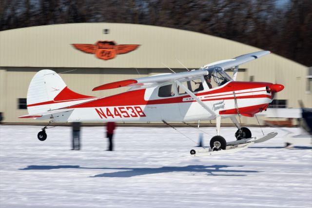 Cessna 170 (N4453B) - On the take-off at Oshkosh Ski Plane Fly-In 2020