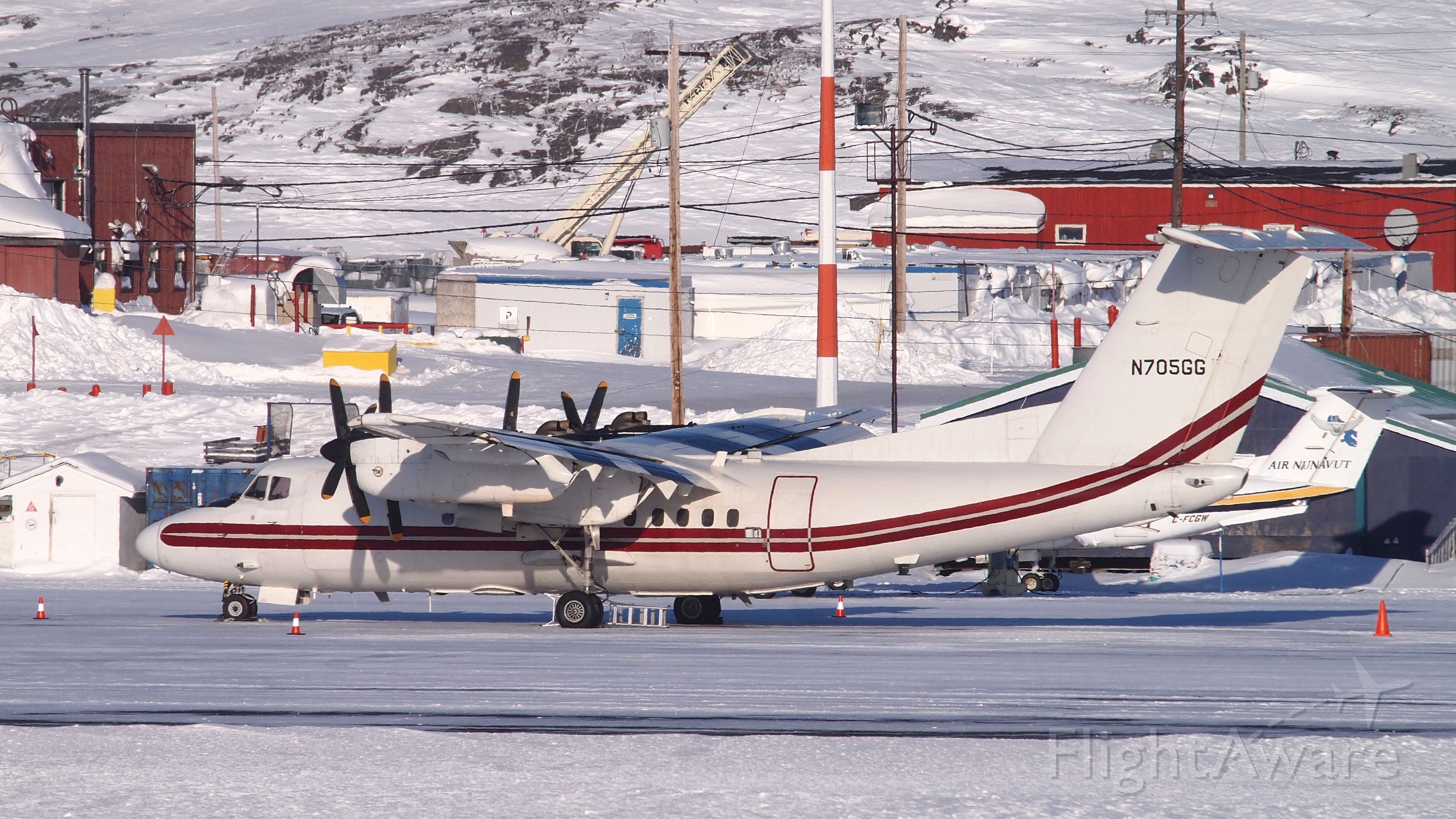 De Havilland Canada Dash 7 (N705GG) - A DeHavilland Canada Dash 7. DHC-7-102, at the Iqaluit airport Feb 25, 2017.