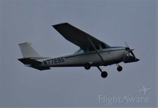 Cessna Skyhawk (N7729G) - This photo was taken on 4-5-20 at 1758, on my private property south of ERV. It was a rainy day, with no airplanes. I fed my deer, then got on the roof of my poolhouse for a good view because the highway noise was very loud. Suddenly N7729G flies across my property, in front of me, looking at the deer. Then he made a loop and came back and did it again:  Engaged in a conspiracy to poach, and harassment. I am sorry to report this incident, considering the illustrious name the owner of this airplane carries.  