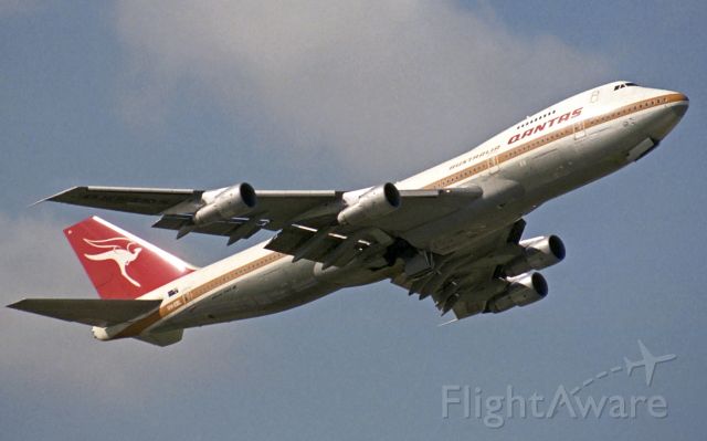 Boeing 747-200 (VH-EBL) - Departed off runway 23, Adelaide, South Australia, May 8, 1983.  br /br /Just my tip of the hat to all Qantas' queens of the skies in salute to their glorious service which ended with a final flight Monday July 13, 2020.