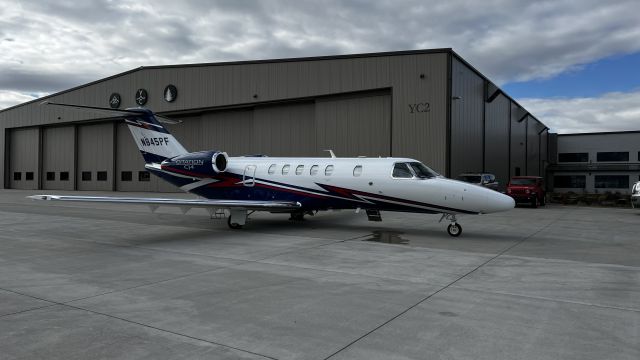 Cessna Citation CJ4 (N845PF) - Standing on the east ramp at the Bozeman airport, ready to fly home to Nashville.