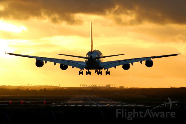 Airbus A380-800 (D-AIMB) - The beast approaching Hamburg Airport in marvellous winter light