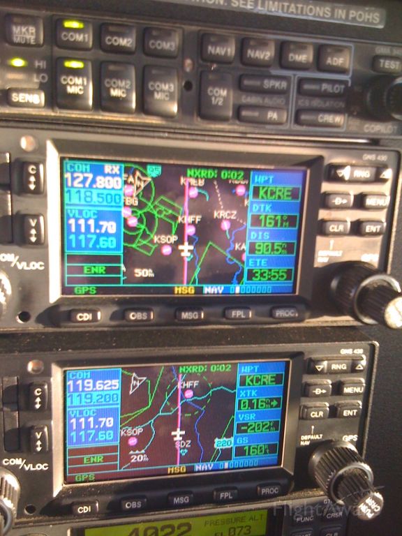 Grumman AA-5 Tiger (N929TE) - Dual Garmin 430s Detail - 160 knots.  Not bad for the Tiger!  (the tailwind helped)  :-)