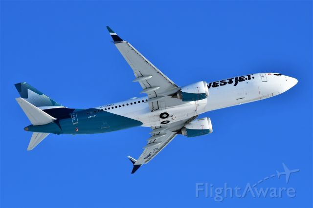 Boeing 737 MAX 8 (C-GAMQ) - Westjet Boeing 737 MAX 8 departing YYC on Dec 28.
