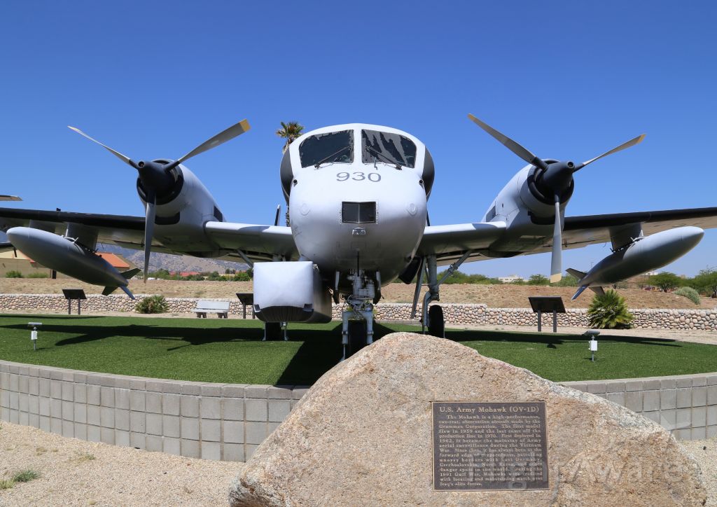 Grumman AO-1 Mohawk (6718930) - Grumman OV-1D Mohawk, 67-18930, on static display at Fort Huachuca, AZ, 27 May 16.