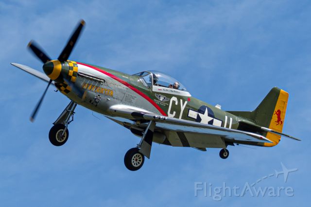 North American P-51 Mustang (N5428V) - My favorite P-51, Gunfighter, banking into Lunken Airport for short final.