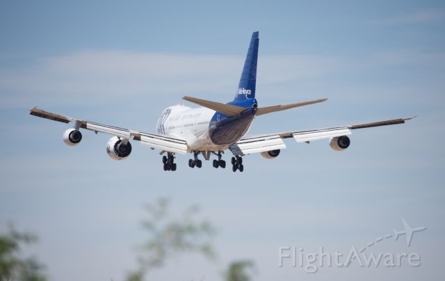 Boeing 747-400 (N787RR) - 04/14/2016 Landing Tucson Az. New Trent 1000 engine
