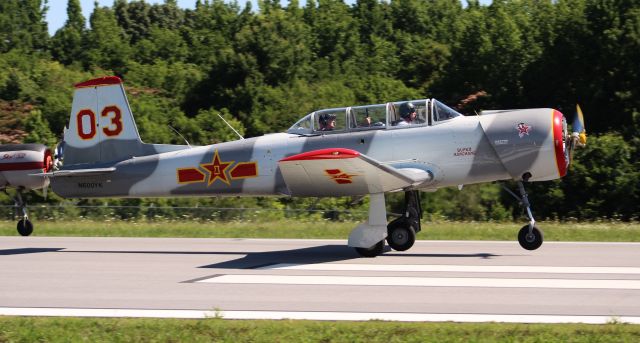 NANCHANG PT-6 (N600YK) - A 2001 model Hongdo Aviation Industry CJ-6 departing Runway 12 at Northwest Alabama Regional Airport, Muscle Shoals, AL, for an Honor Flight over area hospitals and police departments - June 13, 2020