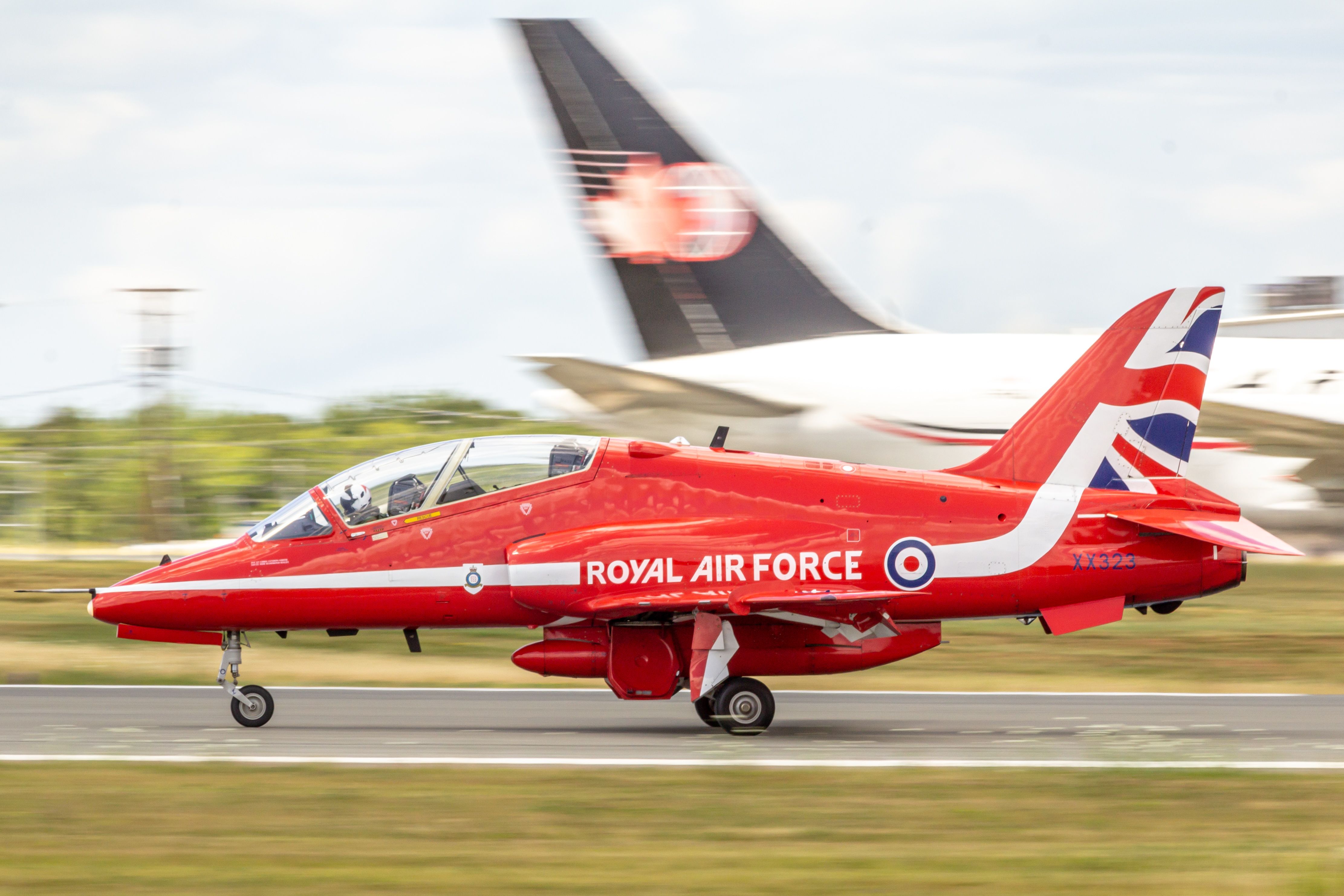 Boeing Goshawk (XX323) - One of the RAF Red Arrows arriving at YHZ. The first stop of their 2019 North American Tour