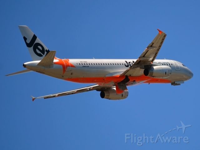Airbus A320 (VH-VGD) - Getting airborne off runway 23. Monday 19th December 2011.