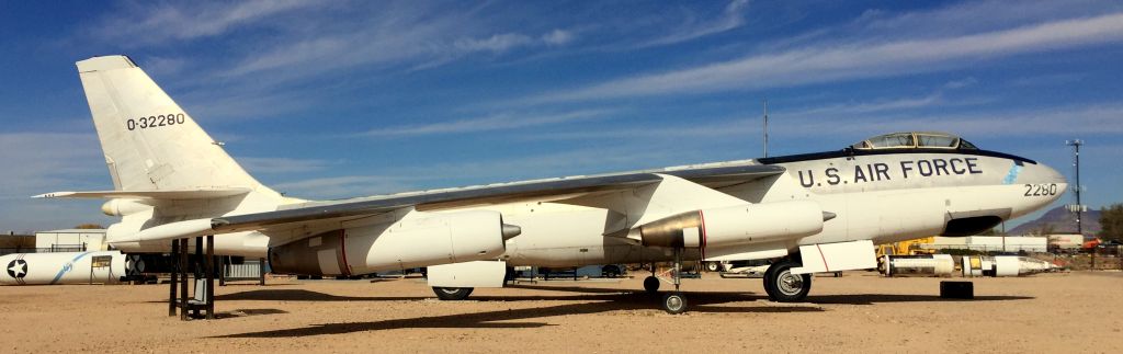 — — - B-47 Stratojet on display at the Nuclear Science and Technology Museum in Albuquerque.