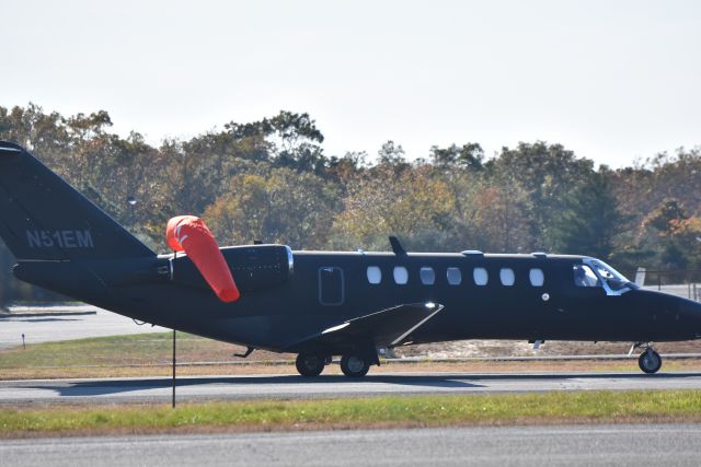 N51EM — - A stealth looking Cessna 525b starts down the runway at Monmouth Airport, NJ on a fall afternoon.
