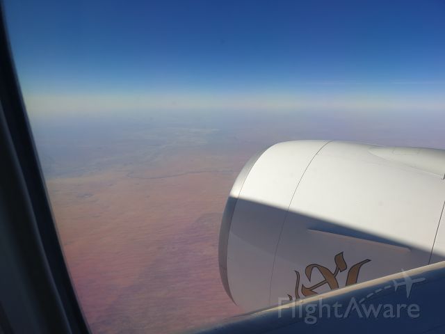 — — - Flying across the red center (Australia)