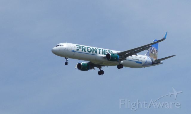 Airbus A321 (N708FR) - Shown here is a Frontier Airbus A321 a moment from landing in the Summer of 2016.