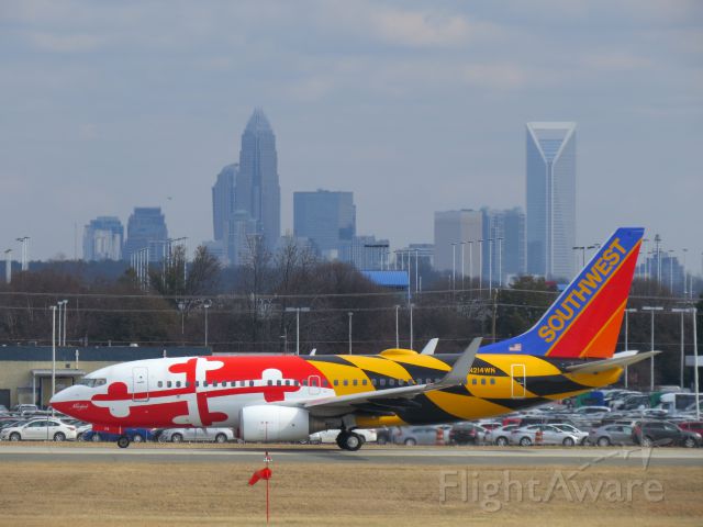 Boeing 737-700 (N214WN) - A Maryland textured Southwest Airlines Boeing 737 taxing to the runway at KCLT.