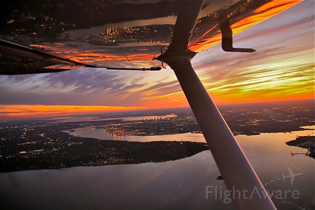 Cessna 206 Stationair (N450TP) - The sun and the bird on final approach over Jacksonville, FL.