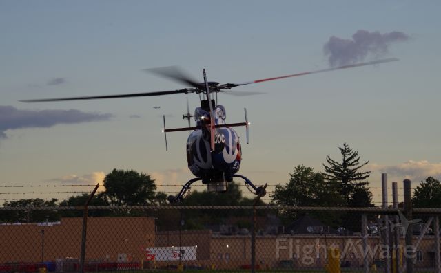 Bell 407 (N77NY) - LINDEN AIRPORT-LINDEN, NEW JERSEY, USA-AUGUST 31, 2020: A news helicopter from one of the local New York City television stations is seen shortly after refueling.