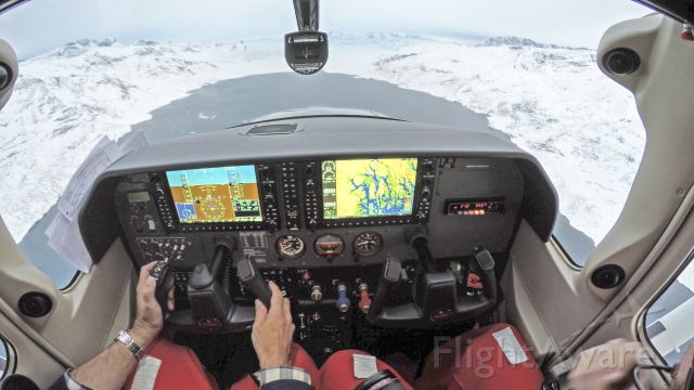 Cessna Skylane (N387D) - On a ferry flight US to UK. Approaching Greenland.