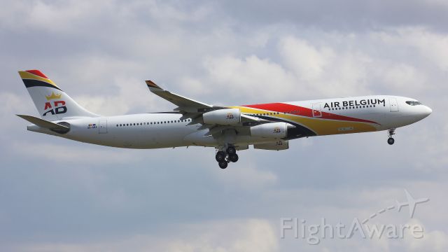 Airbus A340-300 (OO-ABA) - For her first commercial flight, Amsterdam/Parimaribo for SLM arrival of the A430-300 OO-ABA from Air Belgium at Amsterdam 29-03-2018.