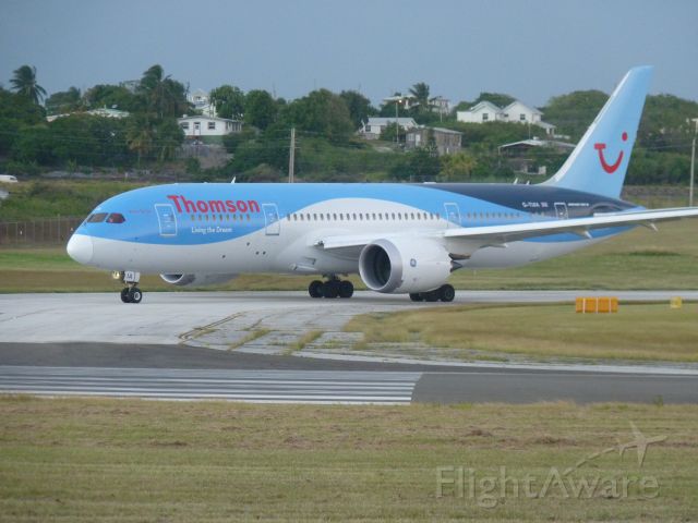 Boeing 787-8 (G-TUIA) - Boeing 787 taxiing for departure at TBPB