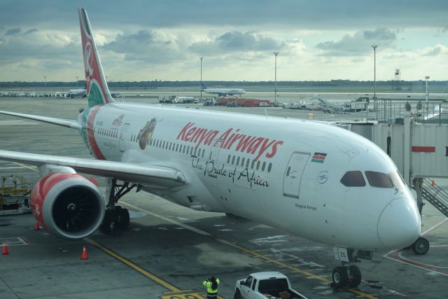 Boeing 787-8 (5Y-KZG) - Kenya Airways 787-8 Dubbed "Magical Kenya" at gate in NY for only her third return flight to Nairobi from JFK! Nov 2, 2018