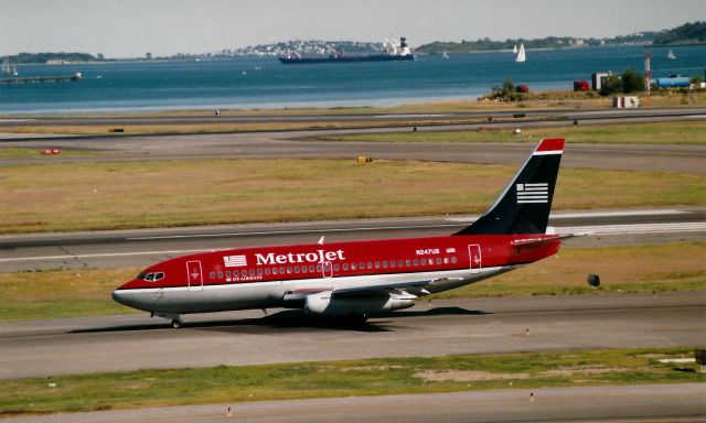 Boeing 737-200 (N247US) - From September 12, 1998 - US AIrways Metrojet B737-200 taxis for departure at BOS!