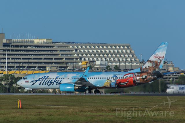 Boeing 737-800 (N570AS) - Alaska Airlines Disney Cars livery cleared for take off runway 36R on its way to San Diego yesterday evening. (10-23-15)