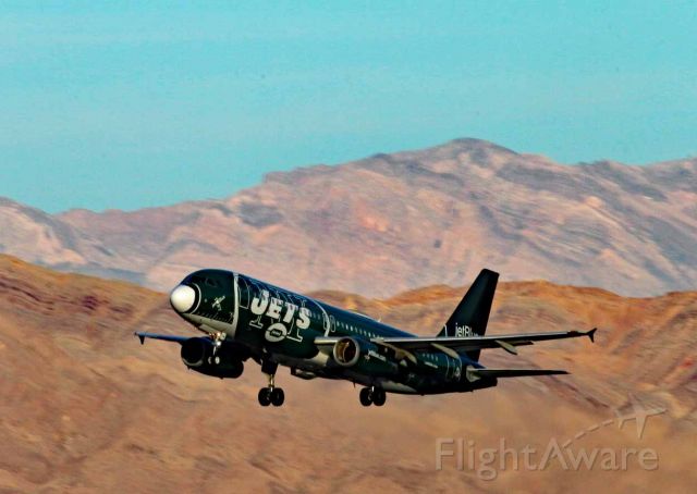 N746JB — - N746JB JetBlue Airways Airbus A320-232 in NY Jets Livery departing McCarran Airport for Long Beach Ca