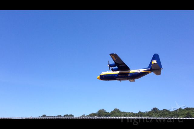 Lockheed C-130 Hercules — - Fat Albert just after using a steep landing maneuver during a Friday showing of Seafair.  br /Photo was taken on August 3rd, 2012 at Boeing Field, Seattle Washington.  Photo was taken with an iPhone 4gs.