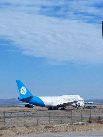Boeing 747-400 (N747GF) - One of the oldest jumbos, was Pan Ams for a while and now a test engine plane for general electic in victorville ca