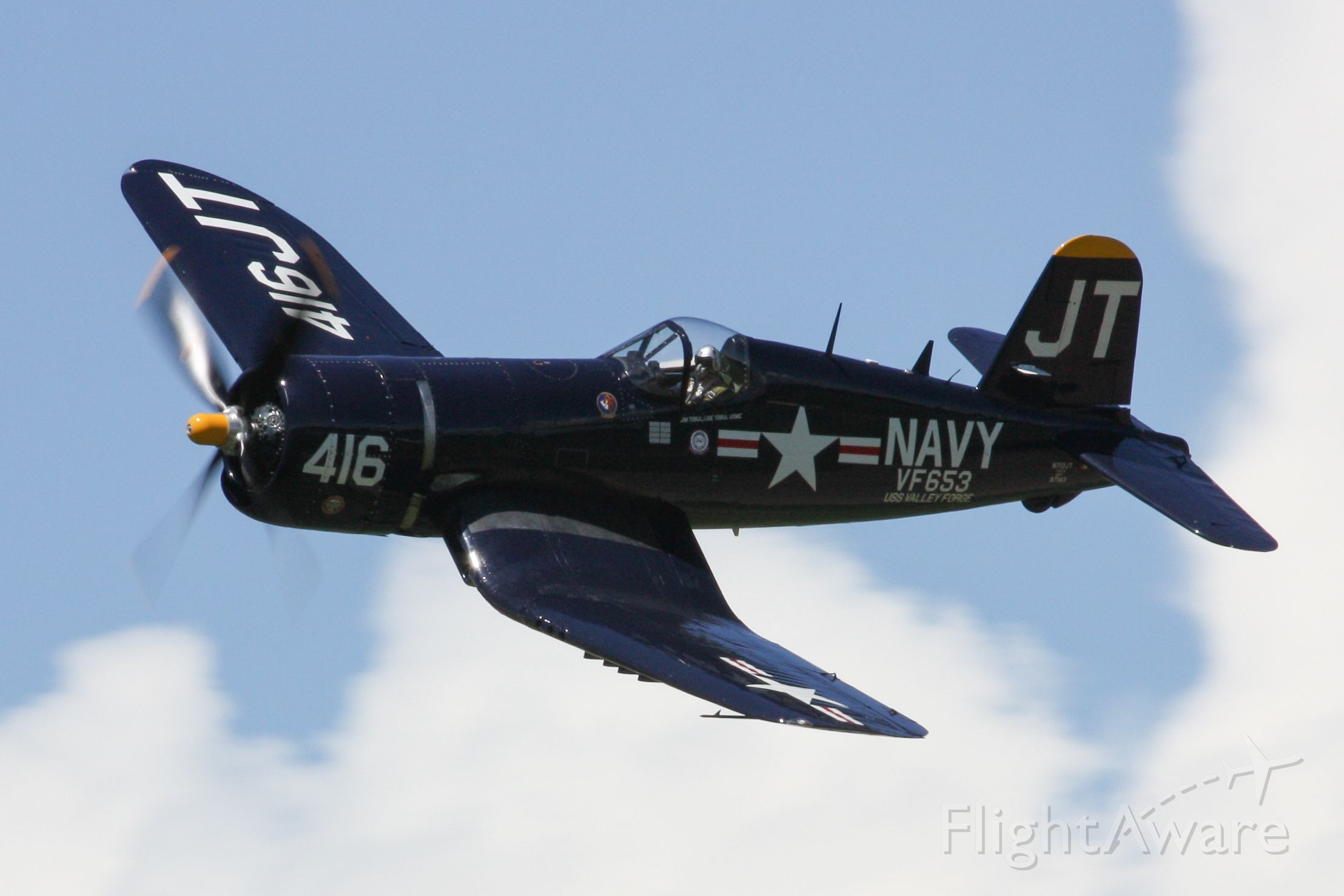 VOUGHT-SIKORSKY V-166 Corsair (N713JT) - Jim Tobul piloting Korean War Hero, a 1945 Chance Vought F4U-4 Corsair, for a photo pass at The Greatest Show on Turf in Geneseo, New York. 9 July 2016