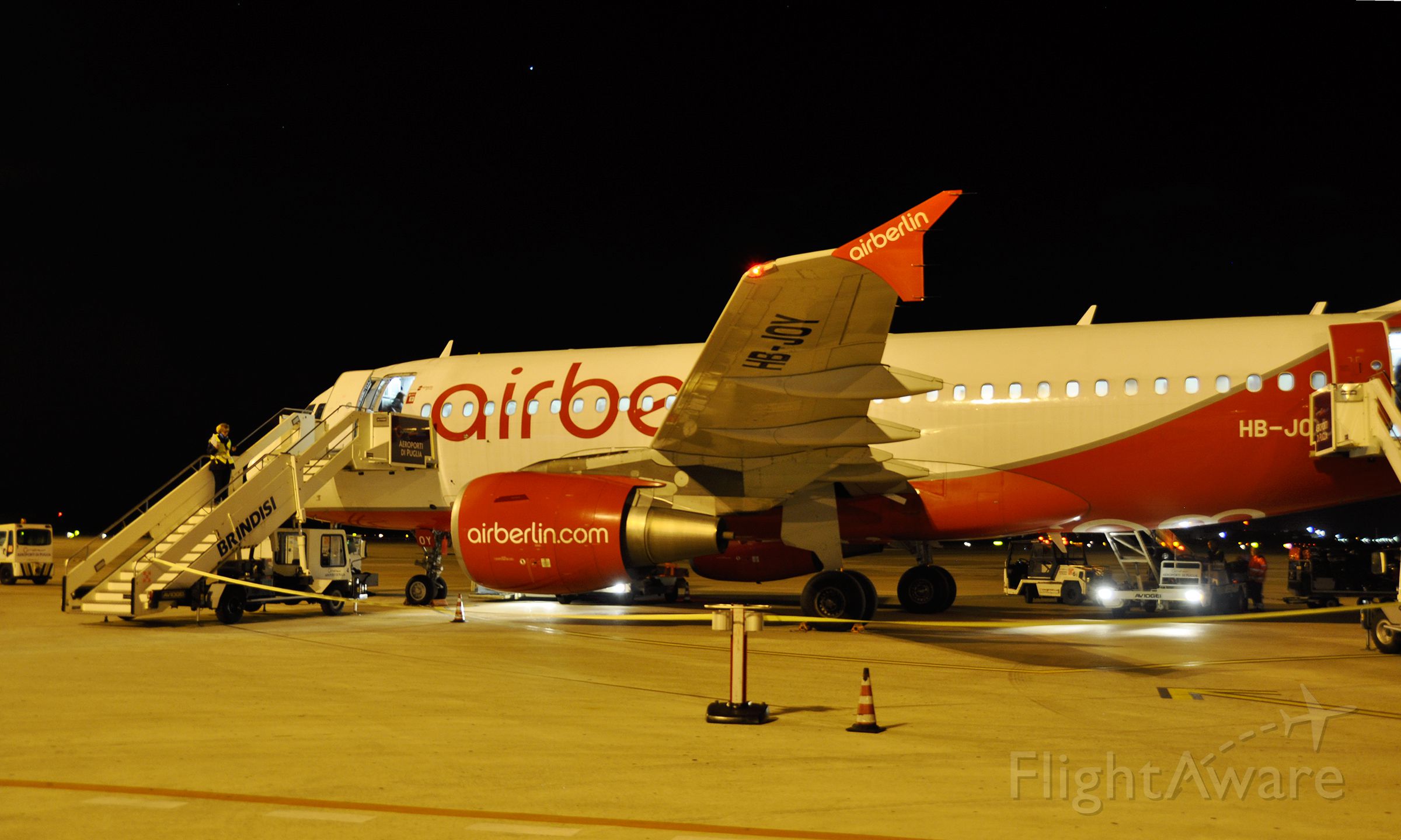 Airbus A319 (HB-JOY) - AirBerlin Airbus A319-112 HB-JOY Boarding in Brindisi Casale