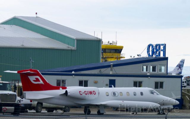 Learjet 35 (C-GIWO) - Damp day in Iqaluit, Nunavut. 