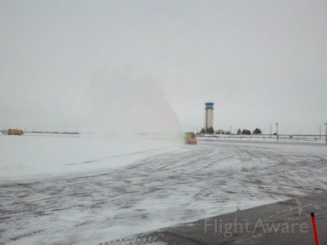 — — - Snow removal of the fuel ramp at Grant County International Airport.