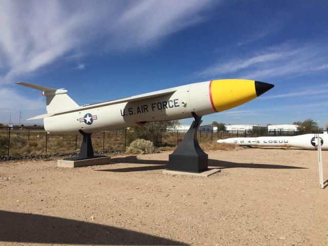 — — - The BOMARC was a land-based surface to air nuclear missile that could intercept bombers up to 250 miles from its target.