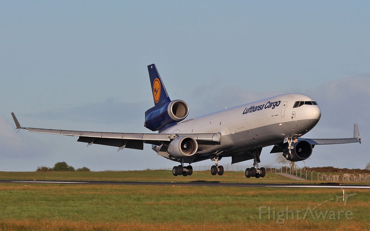 Boeing MD-11 (D-ALCN) - lufthansa cargo md-1f d-alcn about to land at shannon this morning from sharjah in the uae 27/4/16.