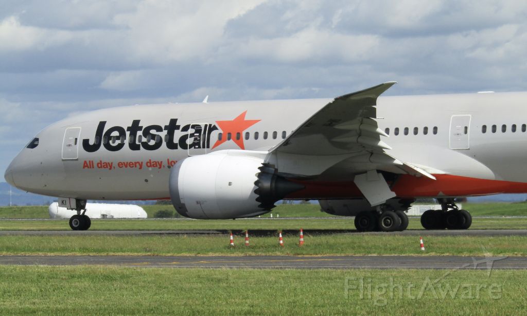Boeing 787-8 (VH-VKI) - Departing on one of many recent trans-Tasman freight flights operated by Jetstar for Qantasfreight.